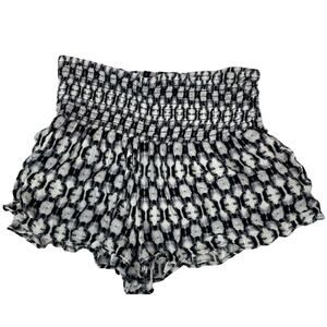 Necessary objects smocked black and white shorty shorts size medium